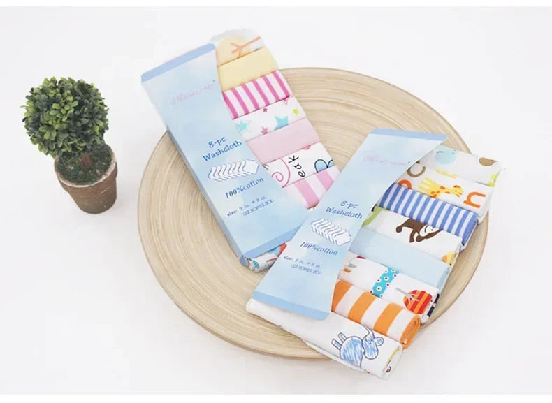 8Pcs Cotton Newborn Baby Towels Set Saliva Towel Nursing Towel Baby Boys Girls Bebe Toalha Washcloth Handkerchief Cloth Wipes