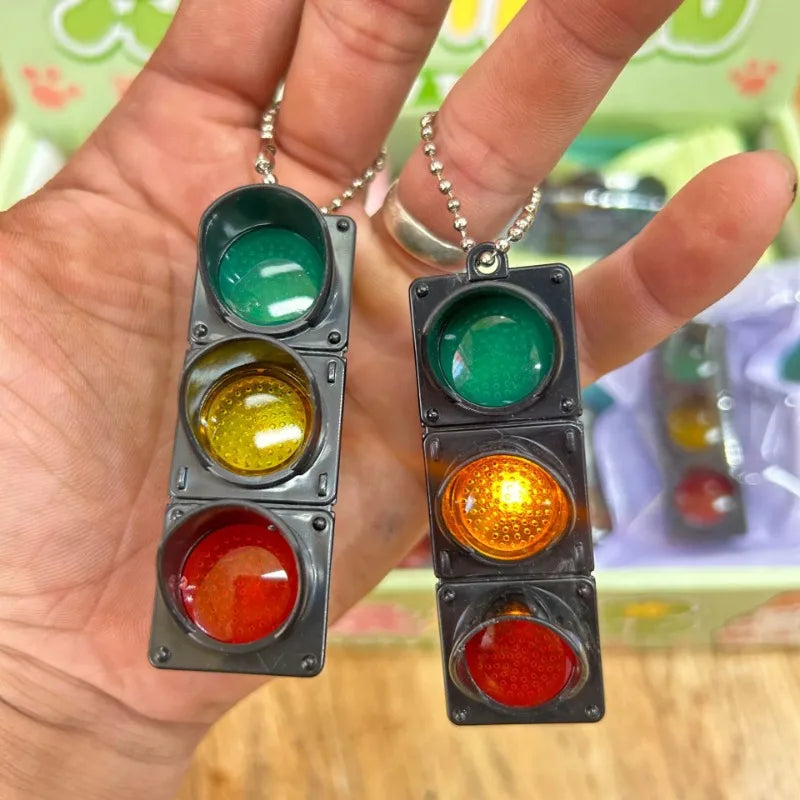 New Signal Traffic Light Keyring LED Pedestrian Safety Light Keychains Pendant Key Ring for Backpack Key Drivers Car Accessories