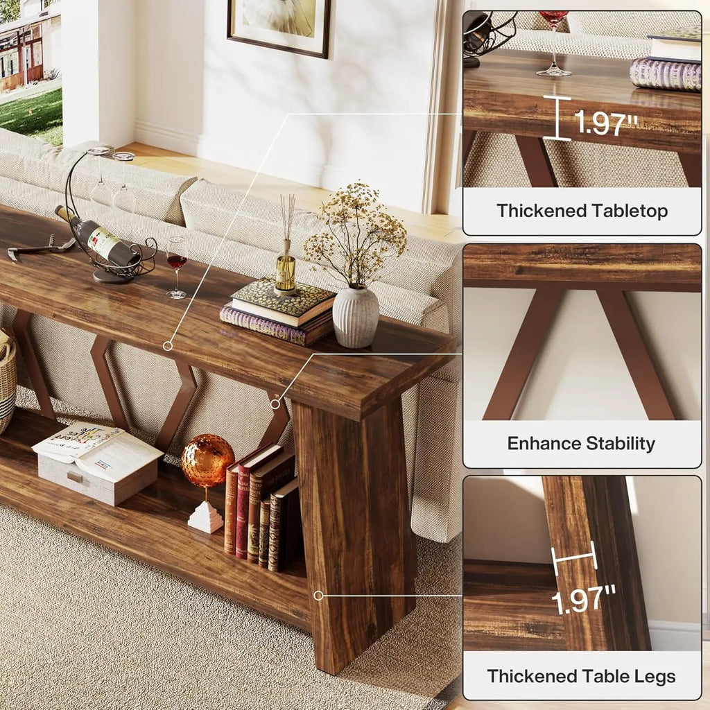71" Narrow Console Sofa Table with Storage, Wood Farmhouse Entryway Hallway Accent Table, 71x12x32, Customized