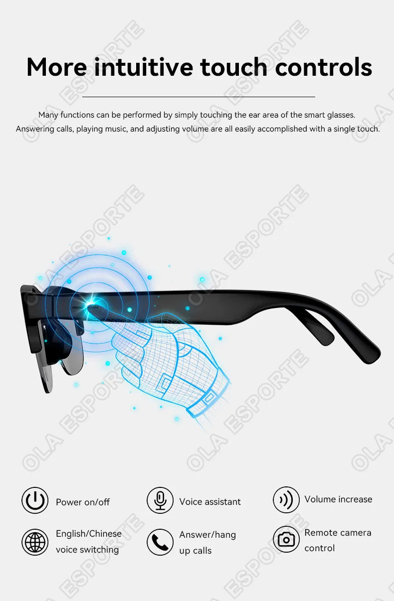 New 2026 Camera AI Smart Glasses Touch Control Photo Recording Translator Voice Assistant Music Wireless Bluetooth Sunglasses