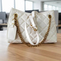 European Style This Year's New High-End Women's Diamond Grid Chain Bag Versatile for Work, Black Single Shoulder Crossbody Bag