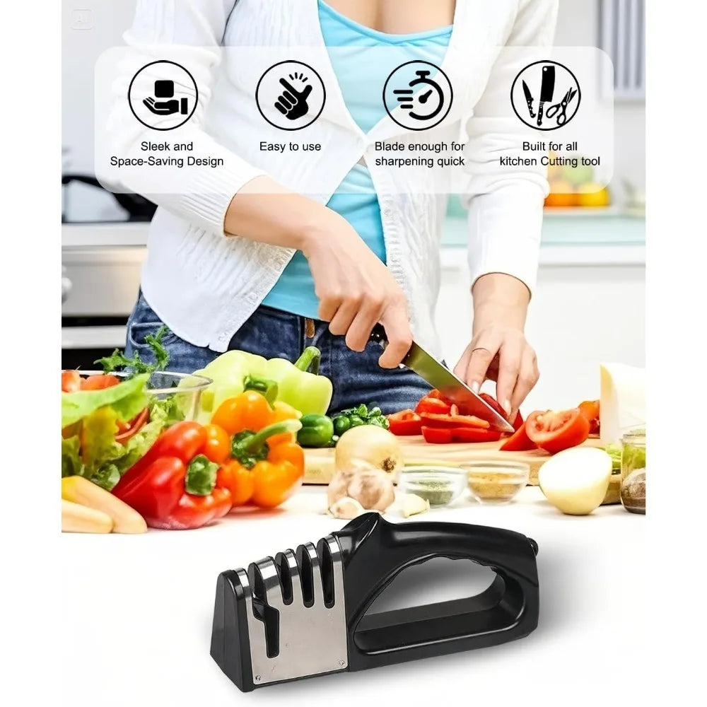 4-in-1 Kitchen Knife Sharpener - Portable Non-Slip Sharpening Tool