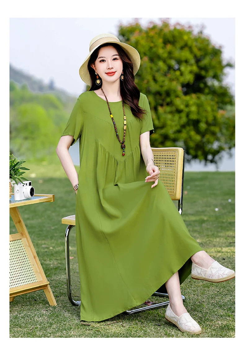 New Print plus size 2026 New Fashion Floral Printed Summer Dress Vestidos Elegant Short Sleeve Slim O-Neck Party Women clothing