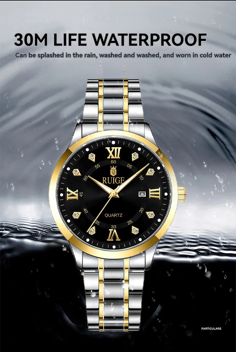 RUIGE Fashion Men's Watch Roman Scale Minimalist Men's Famous Watch Night Glow Waterproof Trendy Watch