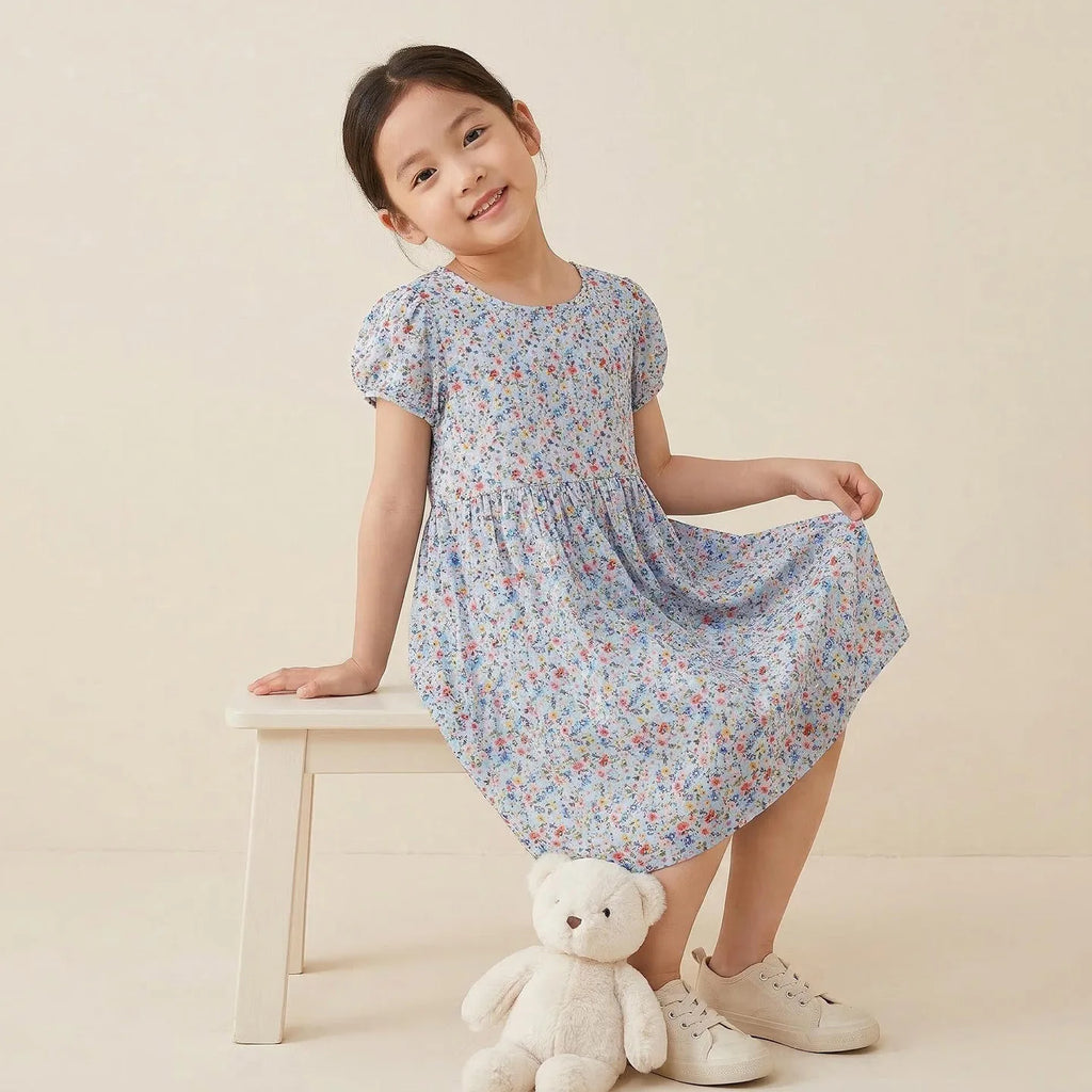 Girl Dress Floral Summer Kids Clothes Girls Children Flower Dresses Flying Sleeve Princess Party Outfit Children's Clothing