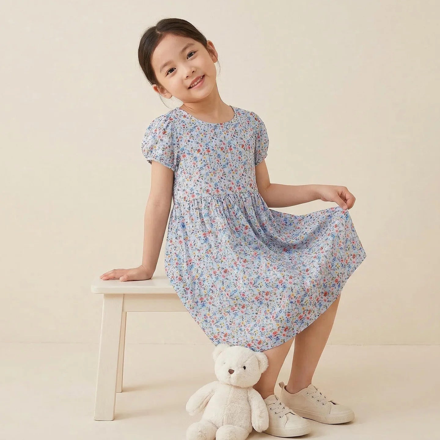 Girl Dress Floral Summer Kids Clothes Girls Children Flower Dresses Flying Sleeve Princess Party Outfit Children's Clothing