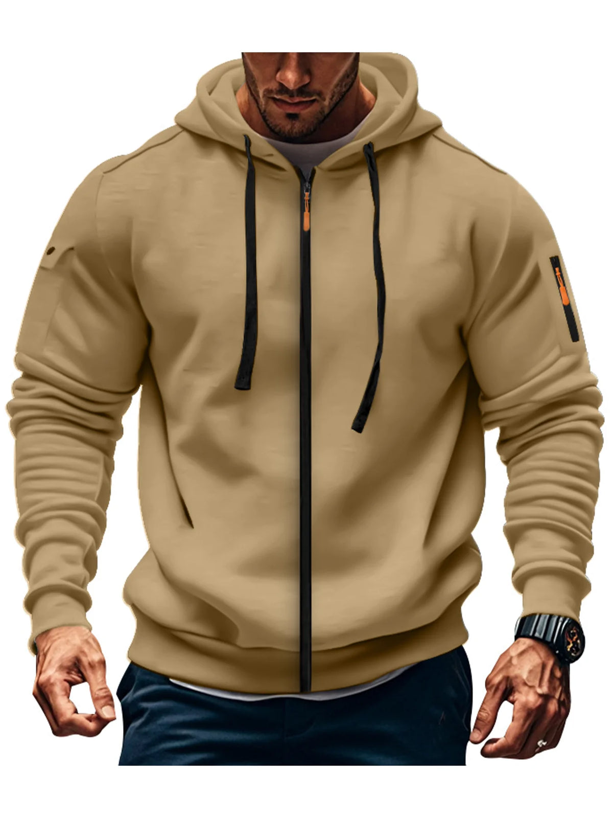 Men's Hooded Sweatshirt - Long Sleeve Zipper Sportswear Slim Fit