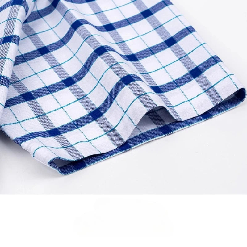 7XL Classic Men's Short Sleeve Shirt 100% Oxford Cotton Casual Plaid Stripe Shirt Business Men's Shirts Short Sleeve Large Size