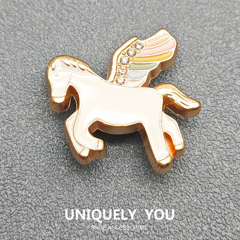 Shoe Charms Shoe Decoration Diy Metal Pony Rainbow Diamond Butterfly Heart Texture Advanced Fashion Decorations For Cross Shoes