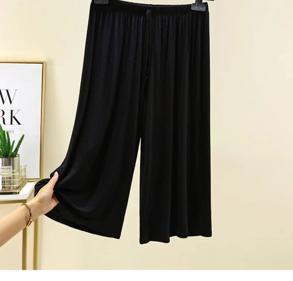 plus Size Modal Seven-Foot Pants Women Summer Loose Wide Leg Pants Elastic Waist Casual Home Pants Shorts Home Clothes