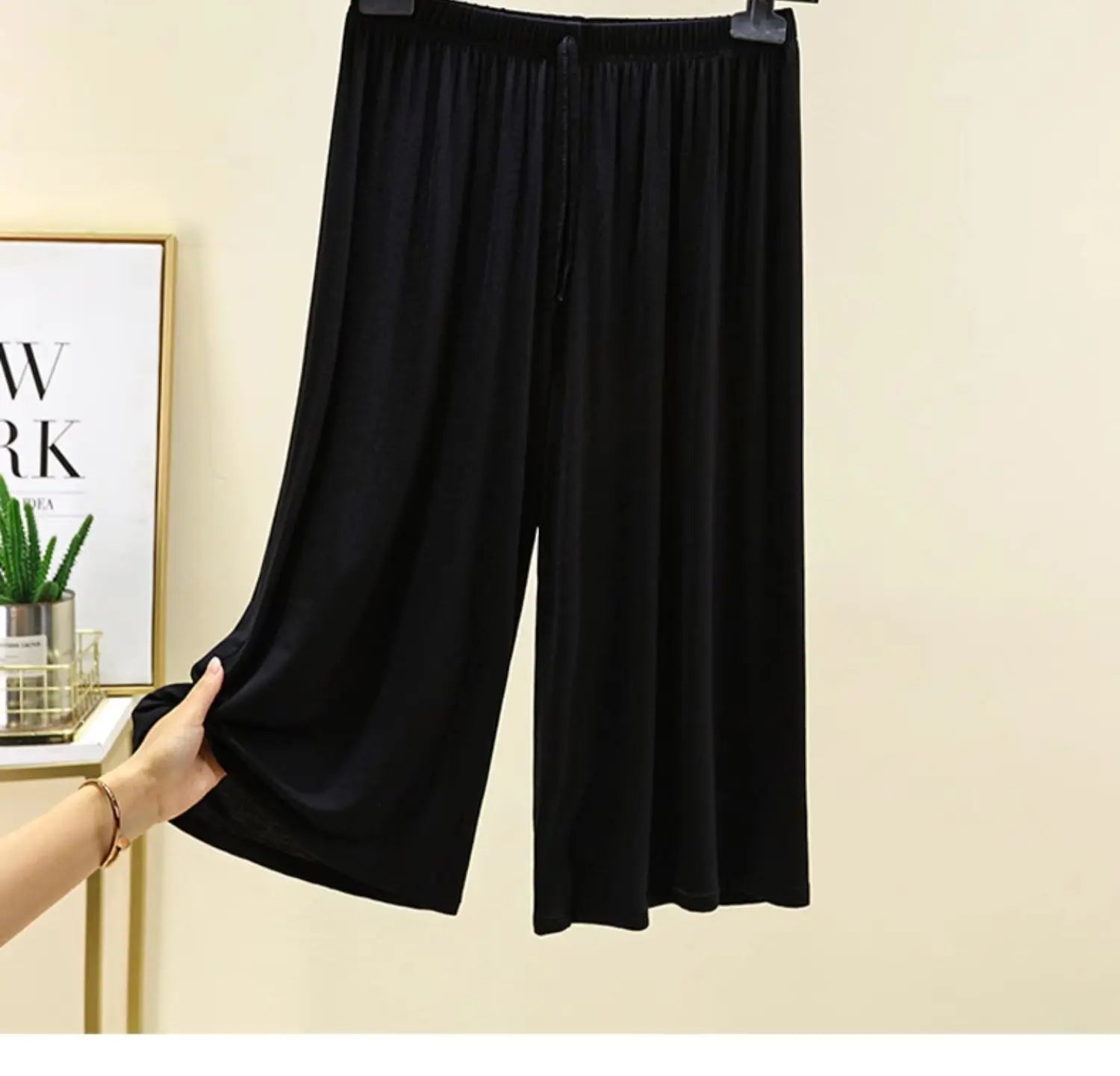 plus Size Modal Seven-Foot Pants Women Summer Loose Wide Leg Pants Elastic Waist Casual Home Pants Shorts Home Clothes