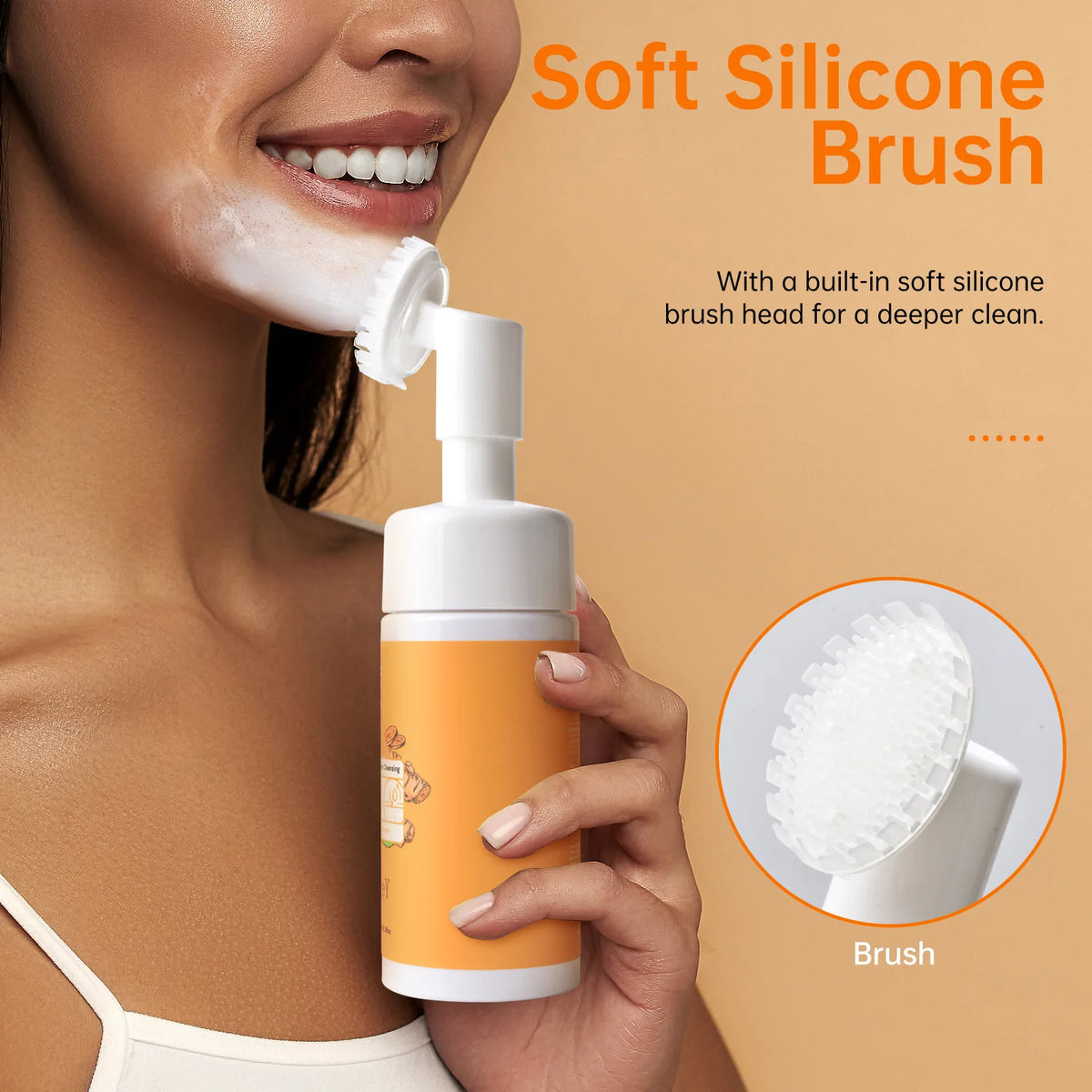 Turmeric Facial Cleanser with Brush - Brightening Face Wash 100ml
