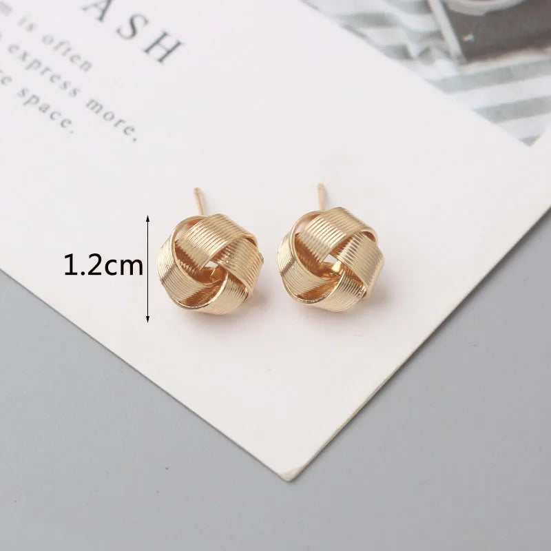 Tiny Metal Stud Earrings For Women'S Gold Color Twist Round Earrings Small Unusual Earrings Boucles D'Oreilles Fashion Jewelry