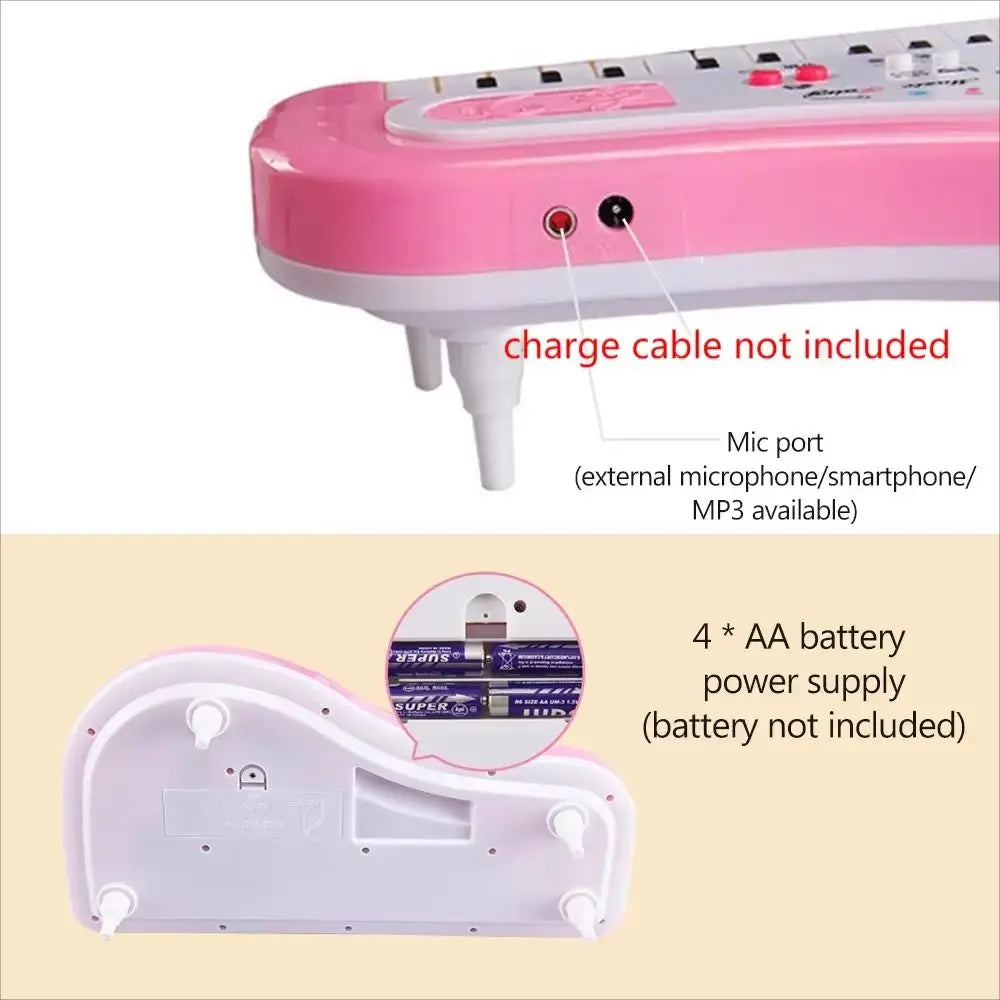 Plastic 37 Key Piano Musical with Microphone Montessori 37 Key Electronic Keyboard Simulation Multifunctional Electronic Piano