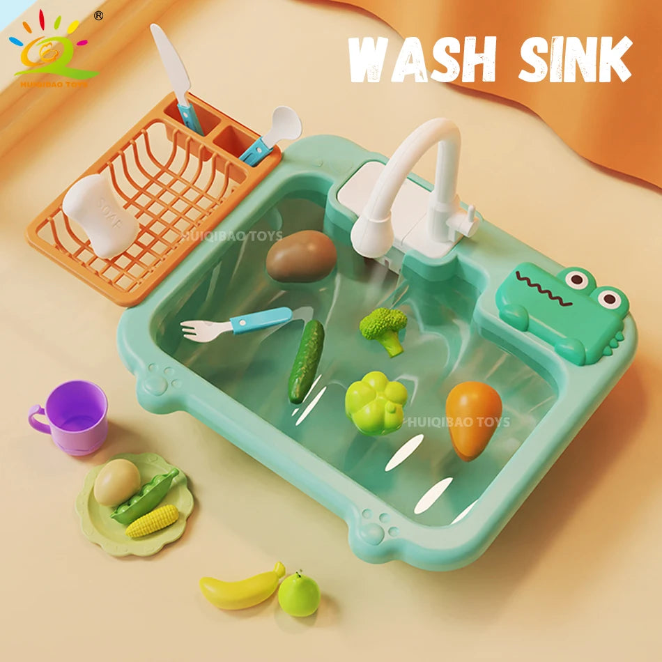 Baby Kitchen Toy Plastic Dish Wash Sink Electric Dishwasher Playing Pretend Role Play Housework Early Educational Toys For Child