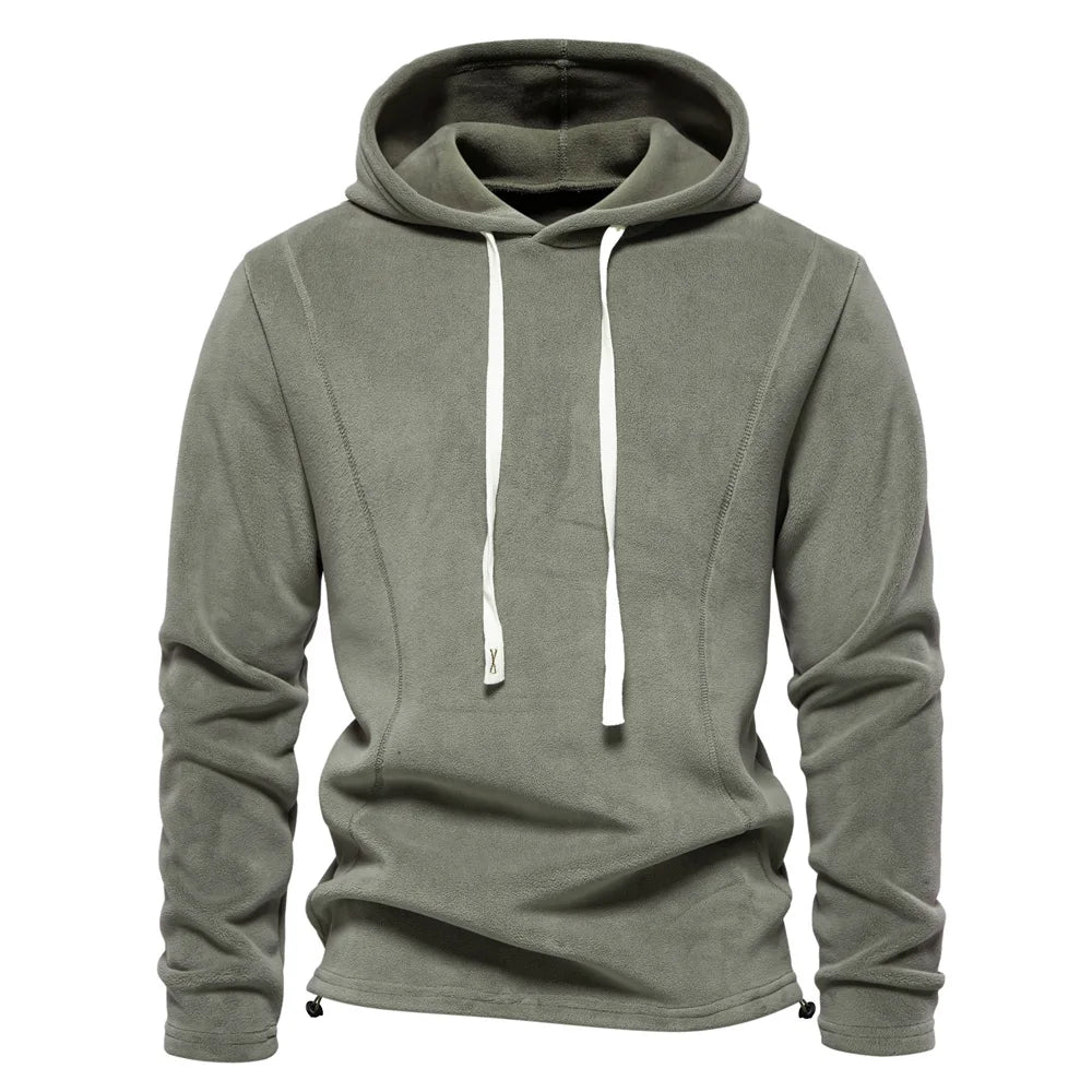 Men's Fleece Lined Hoodie Zip up Long Sleeve Stand Collar Versatile Winter Sweatshirt Business Casual Comfortable Polyester