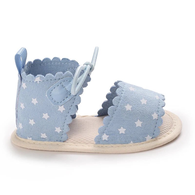 Blue 0-18M baby sandals for girls PU butterfly dew toe solid summer outdoor soft sole non slip rubber baby shoes for learning to