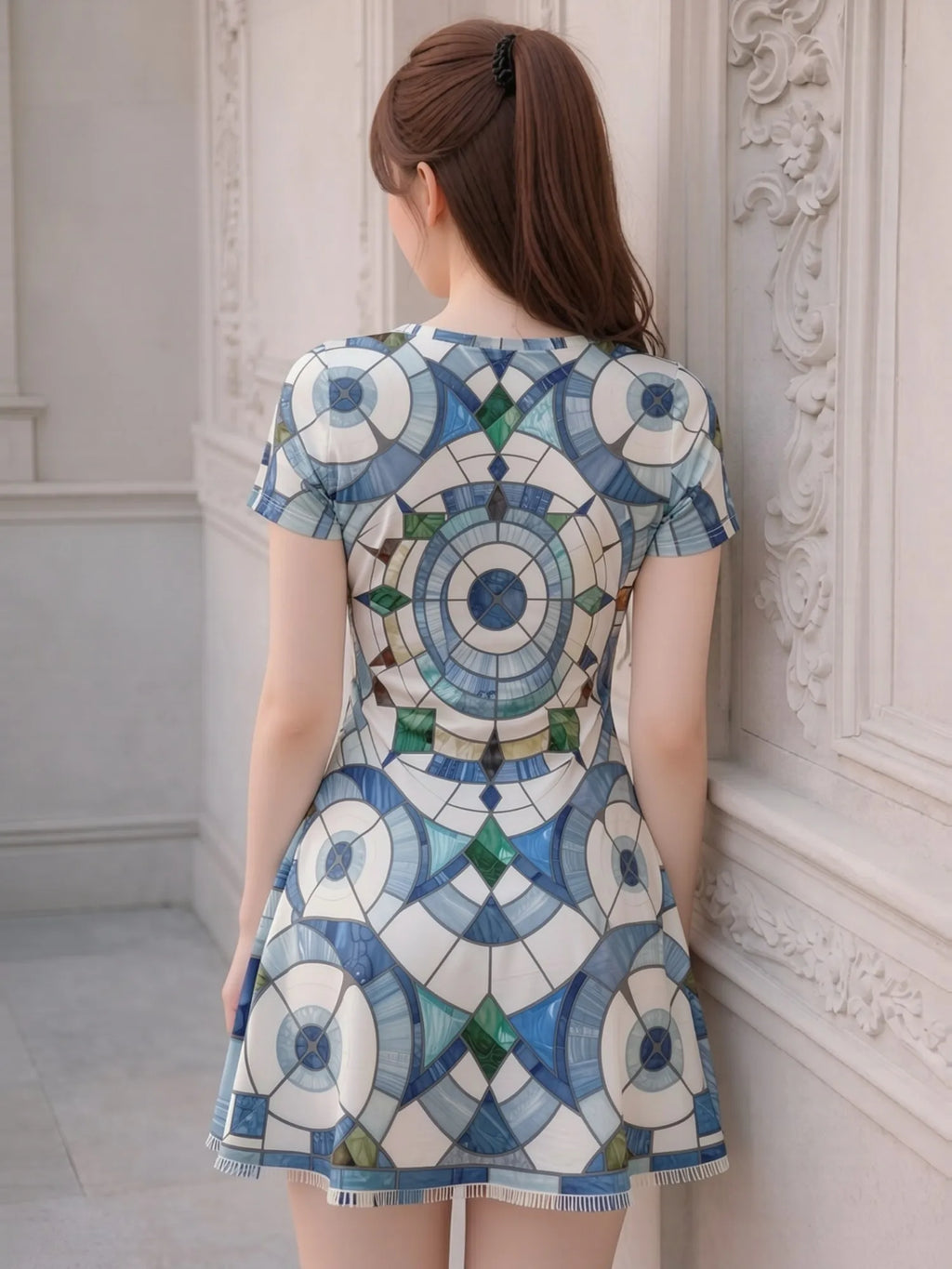 Elegant Womens V Neck Short Sleeve Floral A Line Dress Lightweight Summer Swing Dress for Daily Wear Vacation Travel and Parties
