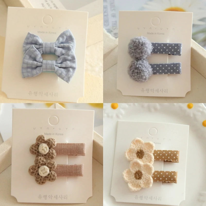 Children's Hair Clips, Handmade Headwear, Baby Hair Accessories, Full coverage fabric hair Clip Bows for Girls