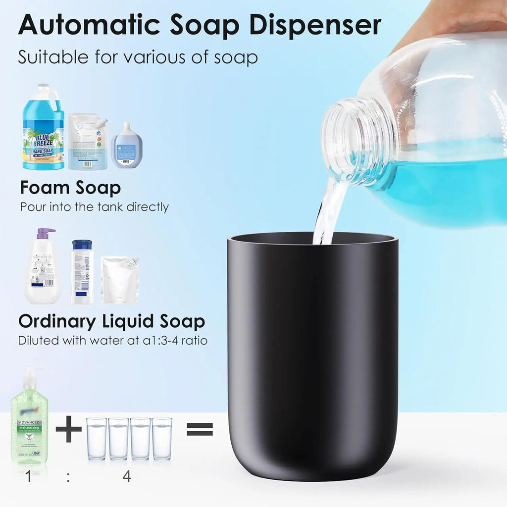 LAOPAO Foam Soap Dispenser Set IPX5 Waterproof USB-C Charging with Sensor Infrared Motion Sensor for Kitchen and Bathroom
