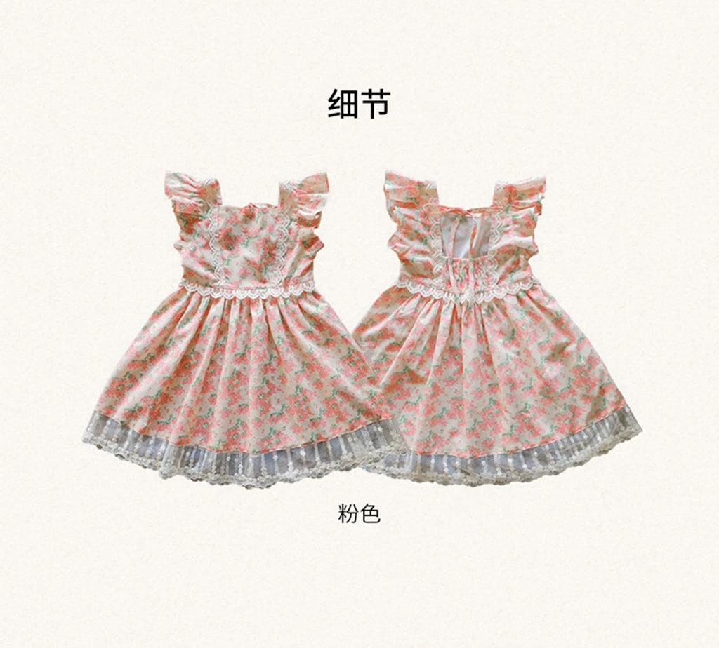 Korean Summer 2026 Girls' Dress Elegantly Floral Backless Children's Clothing Korean Style Kids' Fashion Available Now