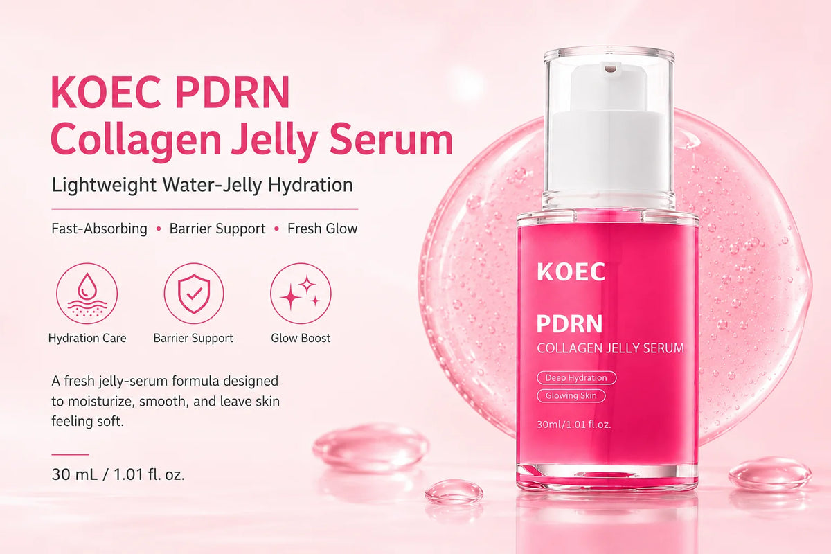 KOEC PDRN Collagen Glow Jelly Serum | Lightweight Water-Jelly For Radiant Glow & Firming | Soothing Moisturizing Care with Salmon DNA PDRN, Collagen, Niacinamide | Korean Skin Care 1.01 fl.oz