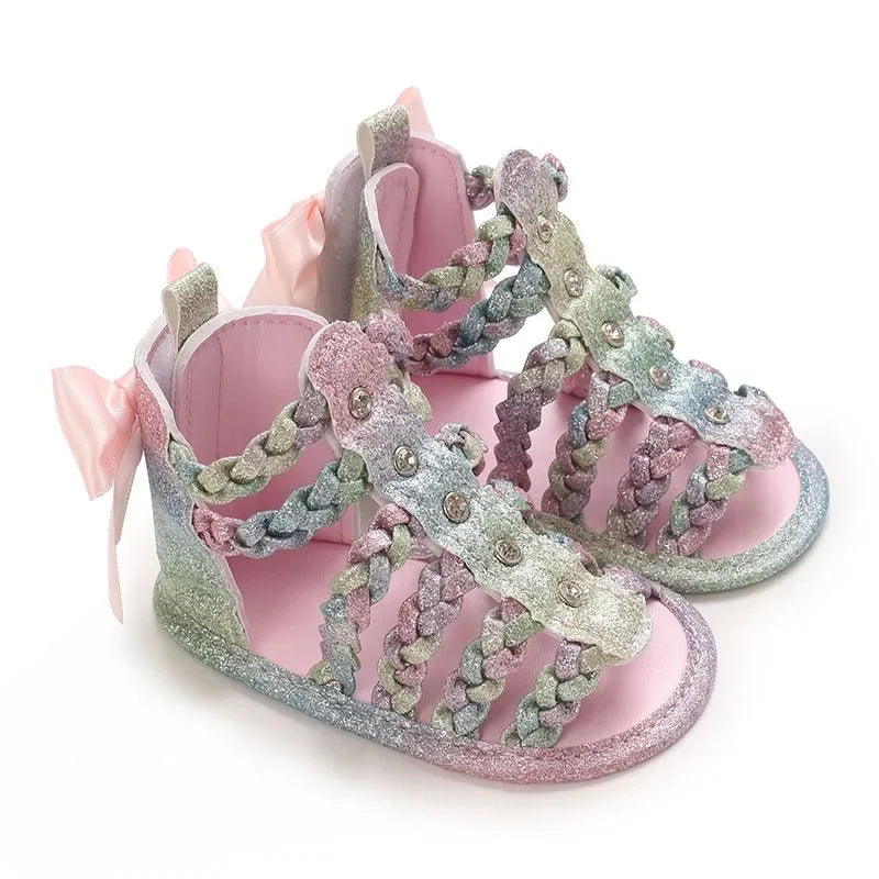 Spring and Summer High-Top Breathable Sandals for Baby Girls 0-12 Months Soft-Soled Toddler Shoes