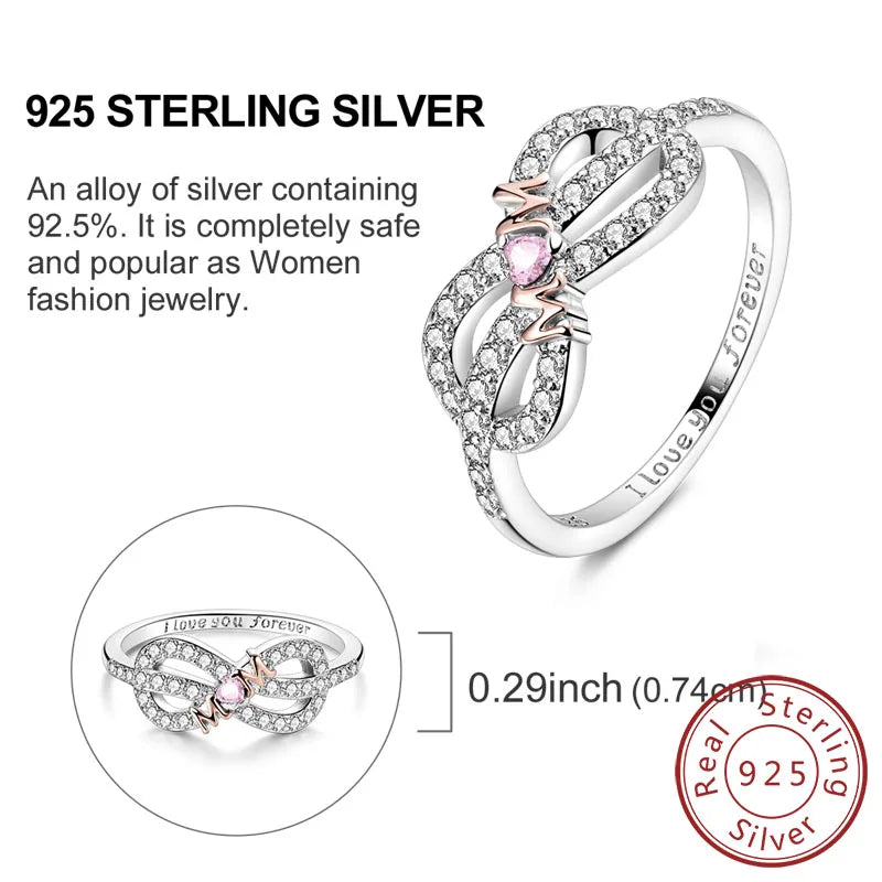 Rings Original 925 Sterling Silver Rings Bow Heart Sun Moon Star Zircon Rings For Women'S Jewelry Birthday Anniversary Gifts