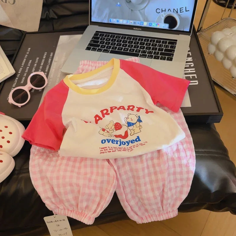 Summer New Children'S Cotton Cartoon Printed Short Sleeved T-Shirt Boys And Girls Raglan Sleeves Stylish Casual Tops