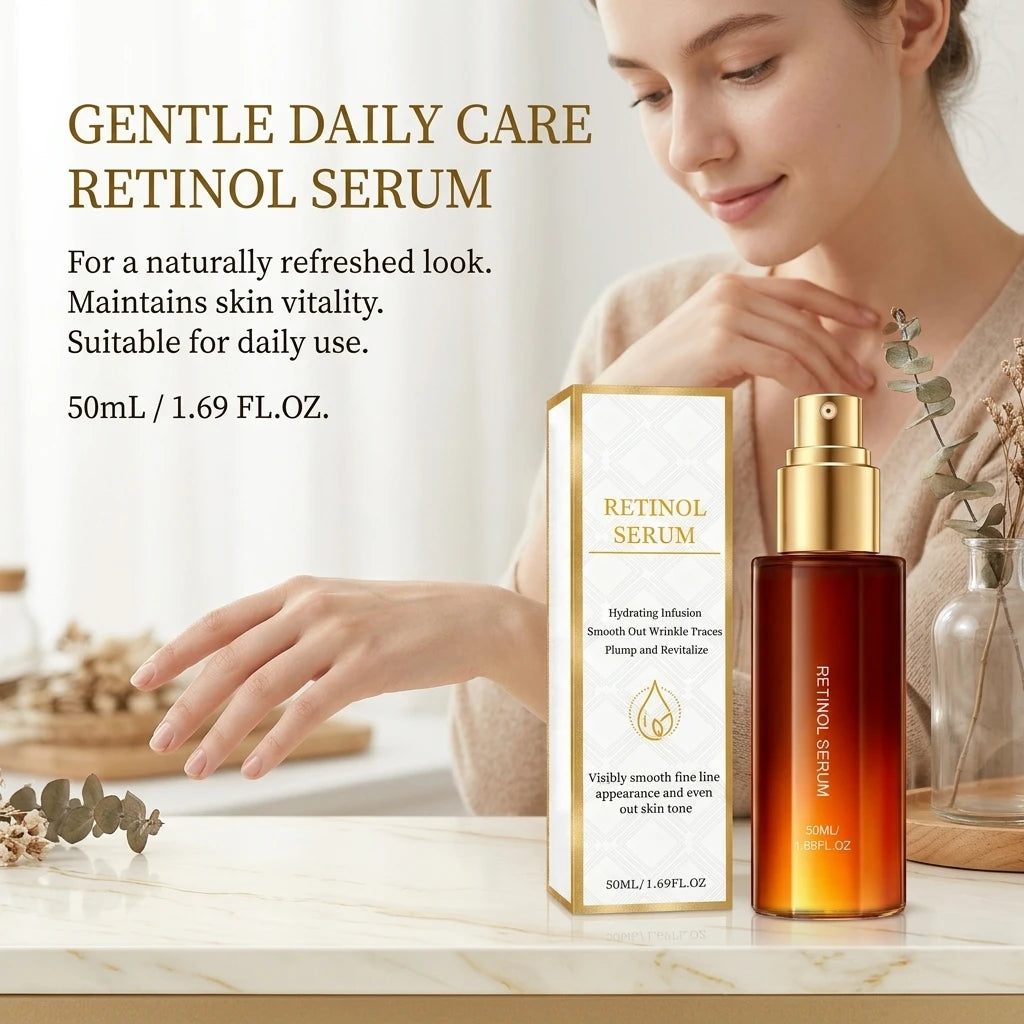 Retinol Facial Serum Moisturizing Soothing Skin Shrink Pore Reduce Fine Line Fade Dark Spot Brightening Lightweight Face Essence