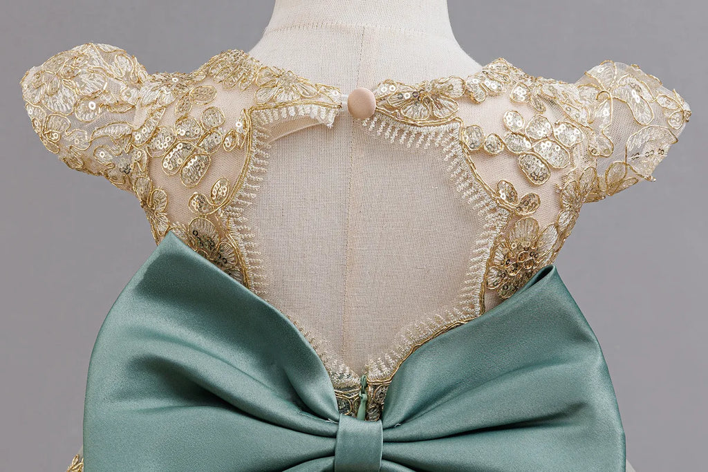 HETISO Children's Dress Princess Embroidery Lace Flower Girls Holiday Party Ball Gown Little Kids Summer Costume 1-6Y