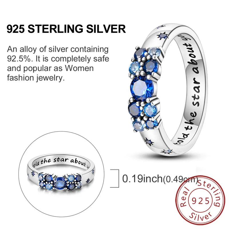Rings Original 925 Sterling Silver Rings Bow Heart Sun Moon Star Zircon Rings For Women'S Jewelry Birthday Anniversary Gifts