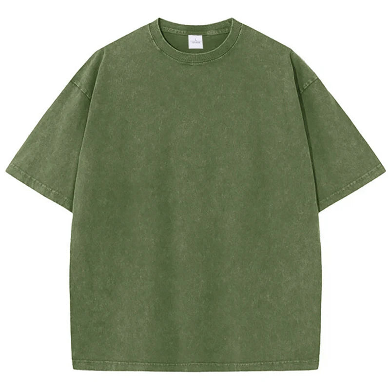Unisex American Style Retro Heavyweight T Shirt, Oversized Washed Streetwear For Men And Women
