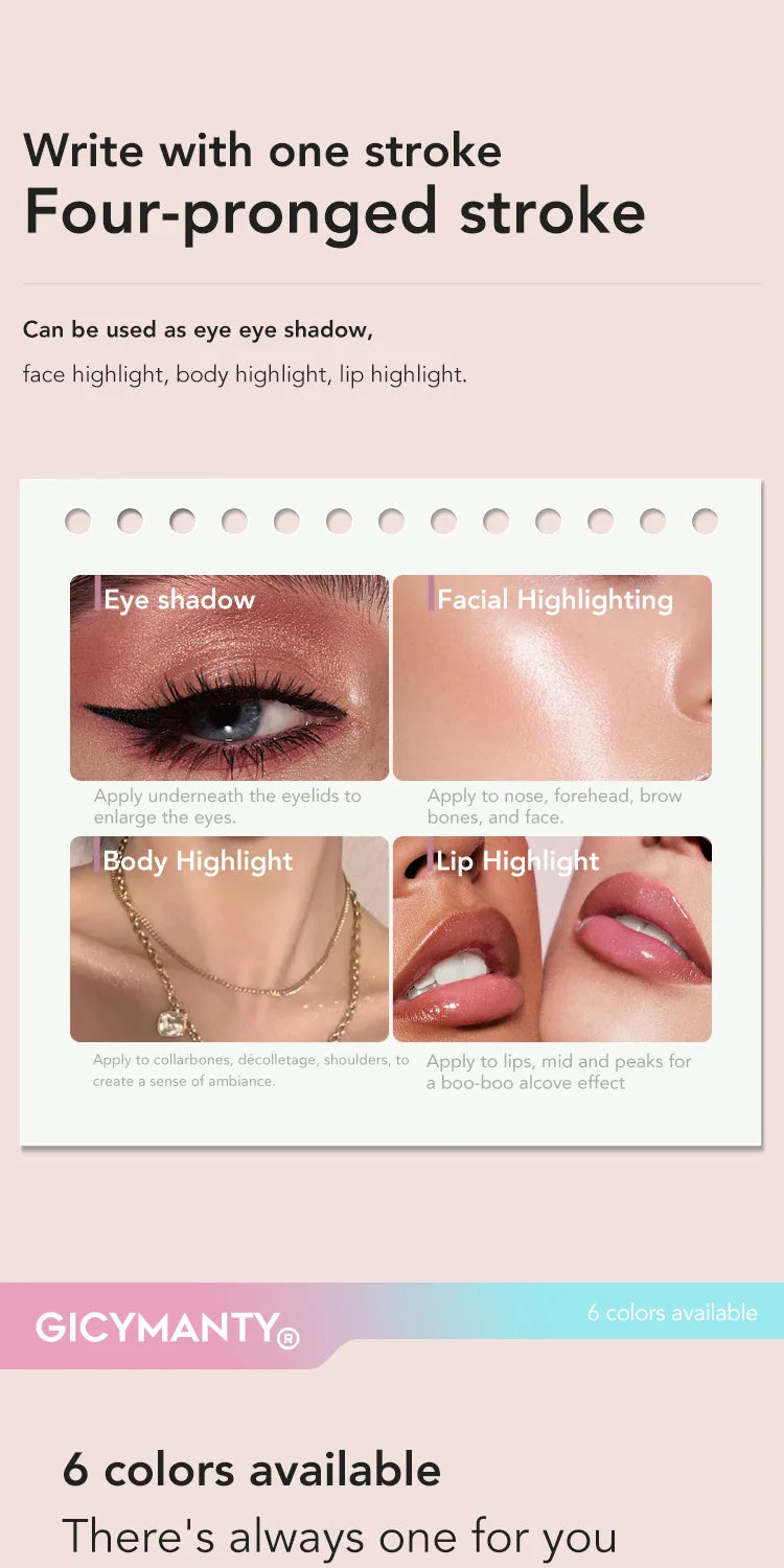 Jelly Eyeshadow Stick Holographic Pearl Shimmer and Delicate Glitter for Eye Brightening Long-Lasting Eyeshadow Highlight Stick