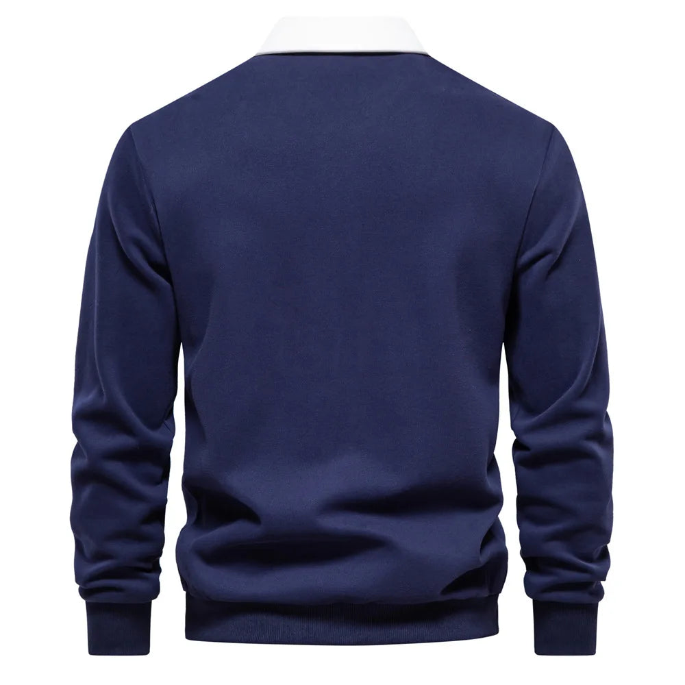 Men's Fleece Lined Hoodie Zip up Long Sleeve Stand Collar Versatile Winter Sweatshirt Business Casual Comfortable Polyester