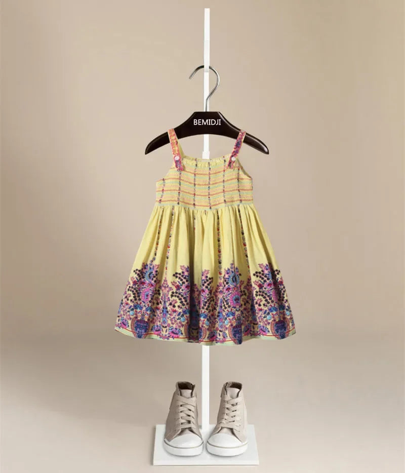 Summer New Cotton Baby Girls Sling Dress Children Casual Style Clothes baby Girl Kids Princess Birthday Sleeveless Dresses