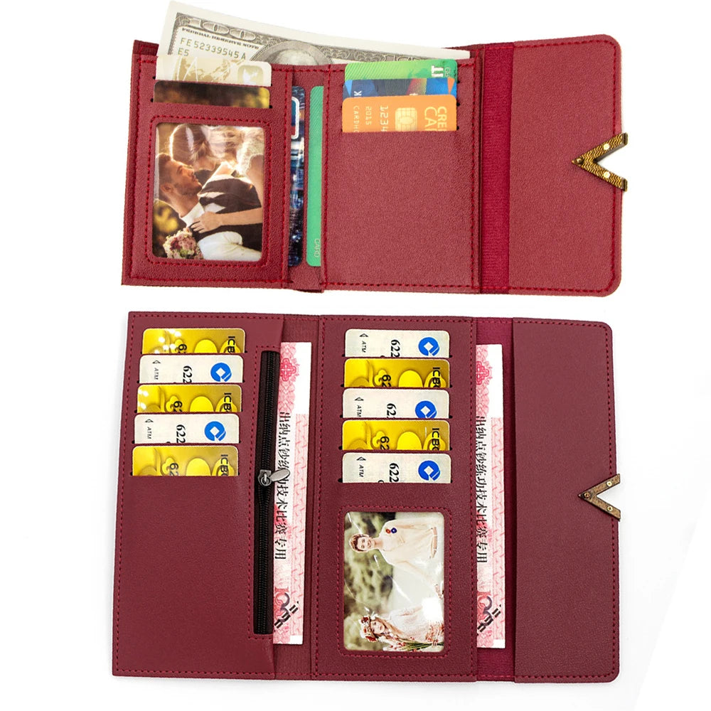 CNGRANDBAG Women's Personalized PU Leather Tri-Fold Wallet