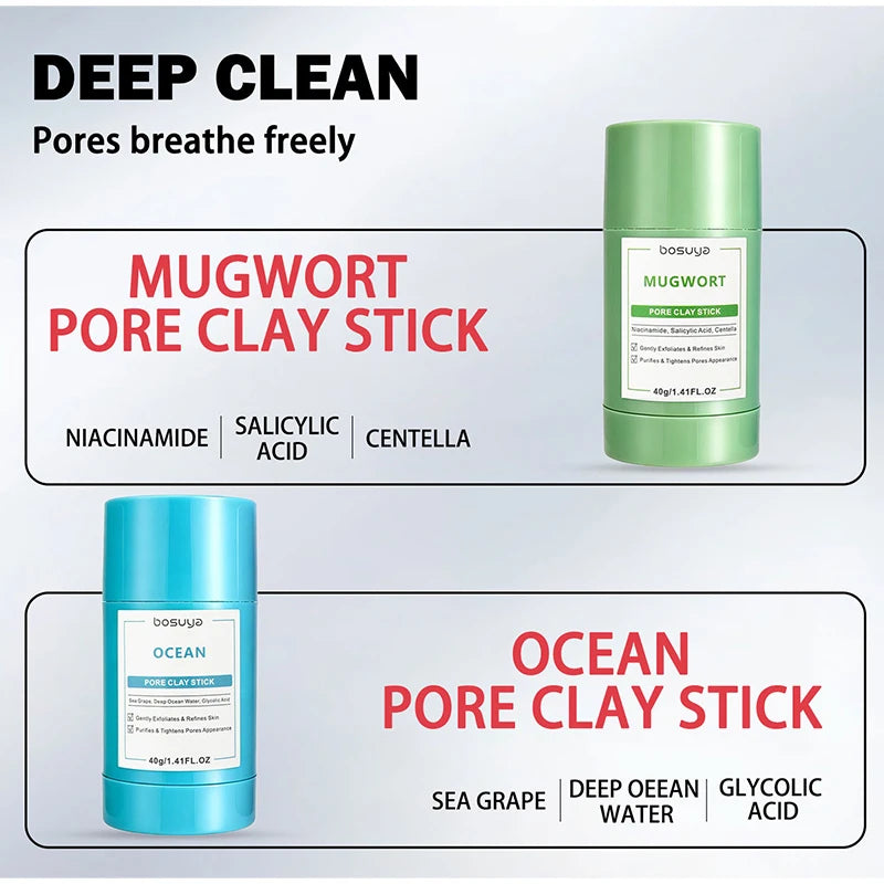 Deep Cleansing Mugwort Volcanic Mud Mask Stick Remove Blackheads Pore Control Oil Balancing Facial Clay Mask Gentle Skin Care