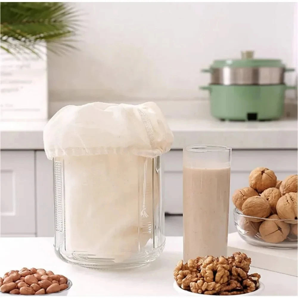Artículos de cocina de gasa de algodón reutilizables, tela para filtrar tofu y queso, filtro de leche, café, artilugios, comedor, bar, bolsas con cordón para el hogar
