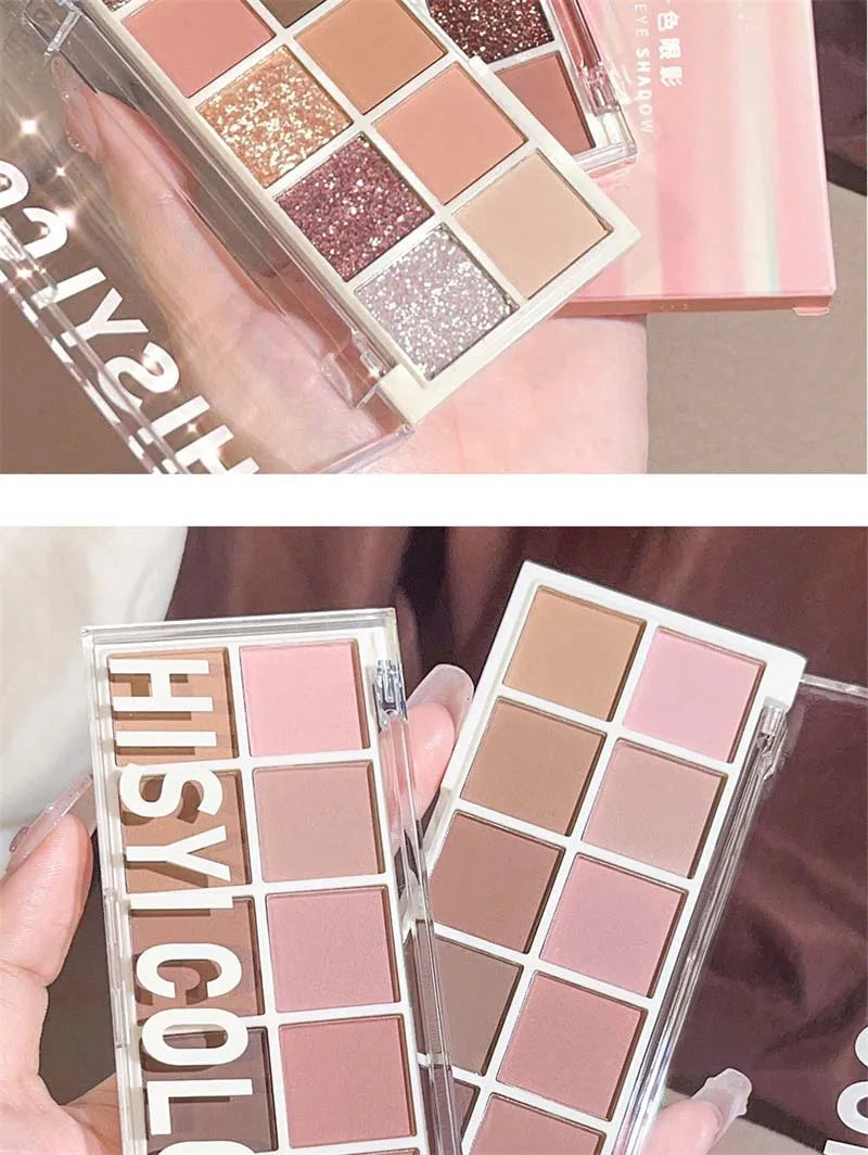 10 Colors Shimmer Matte Eyeshadow Palette Nude Glitter Shiny Pigment Eye Shadow Long Lasting Waterproof Make Up Palette Cosmetic