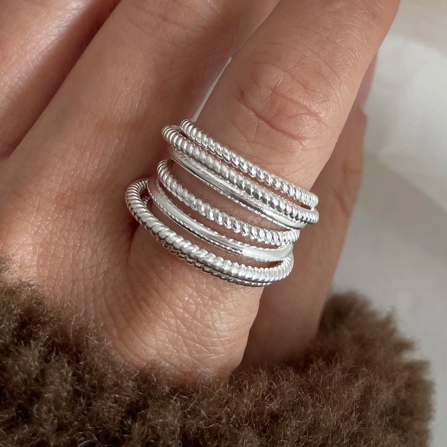 Anillo de plata de ley 925 para mujer, hipoalergénico, minimalista, hecho a mano, para parejas