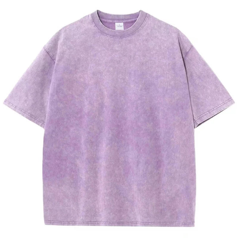 Unisex American Style Retro Heavyweight T Shirt, Oversized Washed Streetwear For Men And Women