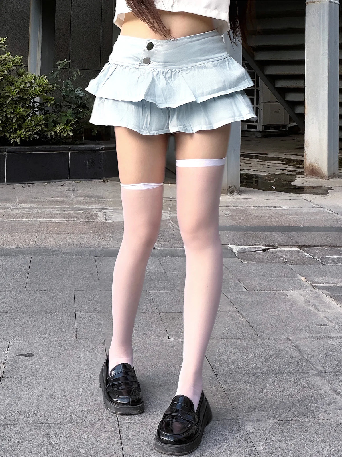 Women's Sexy Pleated Skirt Low Waist Denim Puffy Ruffles Mini Skirt