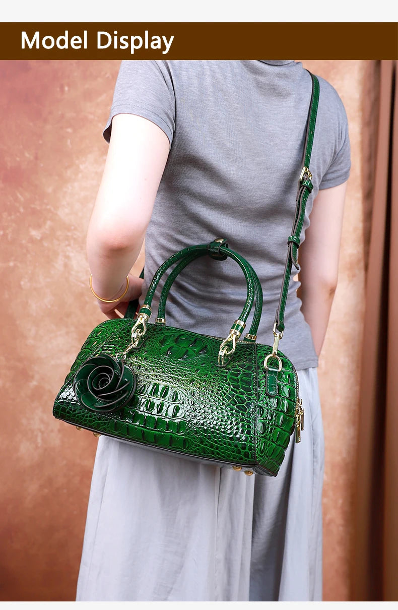 Crocodile Pattern High-End 2025 New Retro Fashion Handbag, Large-Capacity Texture, Single-Shoulder Crossbody Bag, Pillow Bag