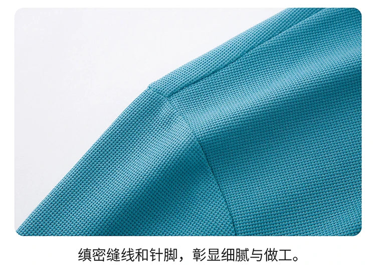New Men's Casual Waffle Short Sleeve Polo Shirt Fashion Solid Color Top