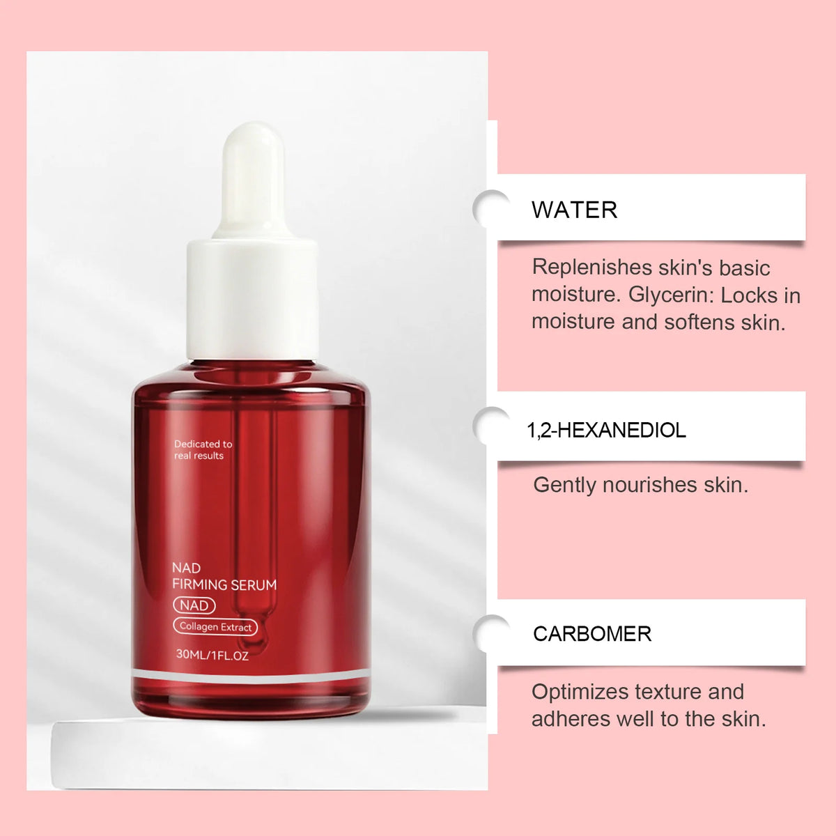 NAD+ Firming Facial Serum with Collagen Extract & Peptides, 30ml