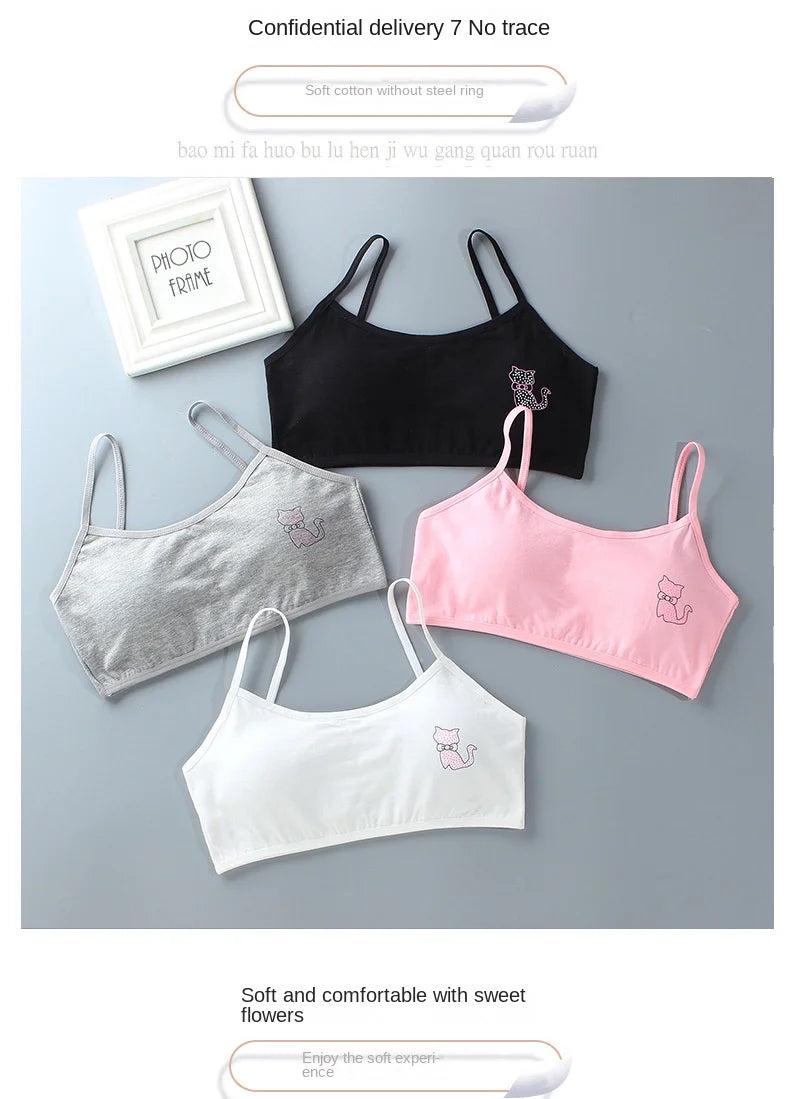5PCS/Lot Teeange Girls Small Training Bras Purbery School Girl Sports Bra Children Detachable Chest Pad Underwear Kids Tube Tops