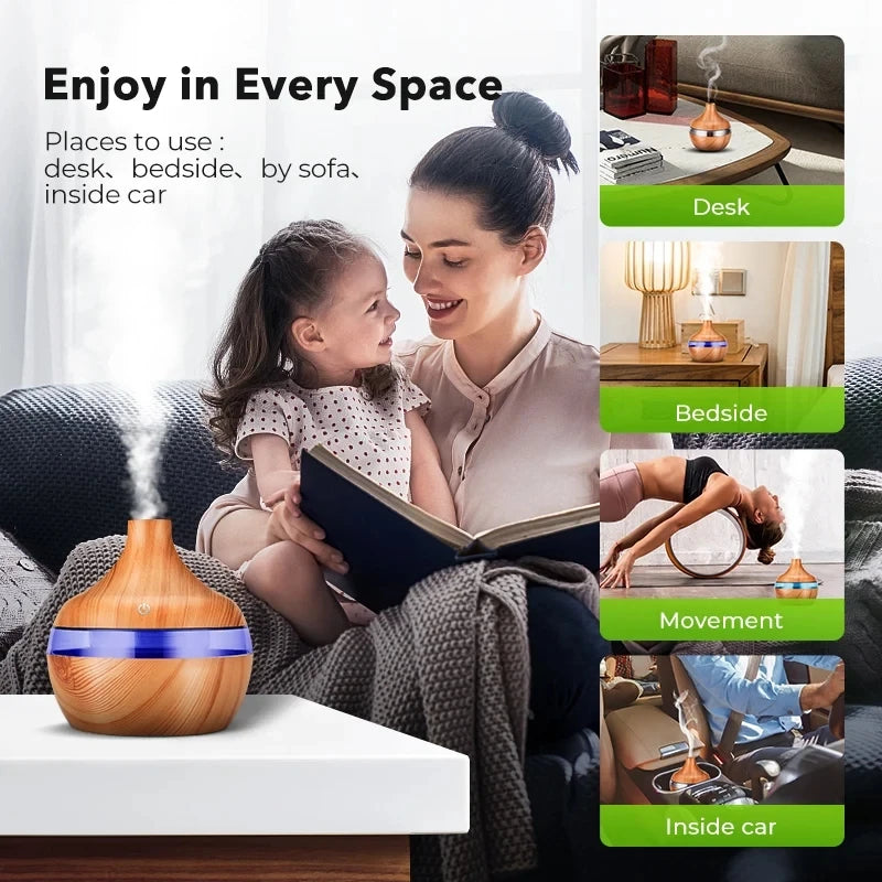 Suncolourful Ultrasonic Aroma Diffuser and Humidifier - 300ml Wood
