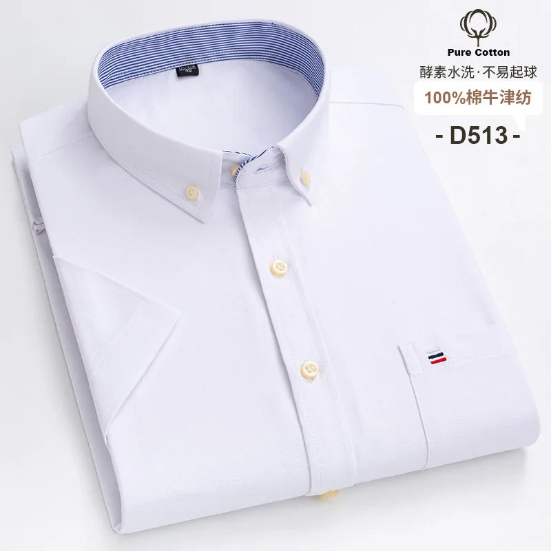 Men's Casual Short Sleeve Shirt - 100% Cotton Classic Fit 7XL
