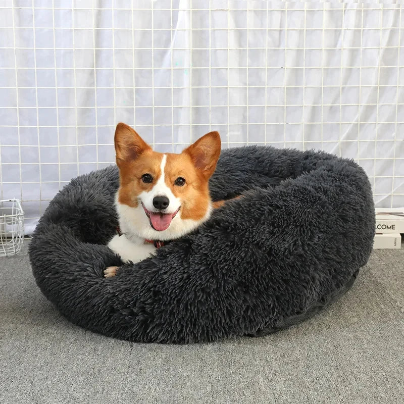 Round Cat Beds House Soft Long Plush Bed For Dogs Basket Pet Products Cushion Cat Bed Cat Mat Sleeping Sofa, Suitable For Winter